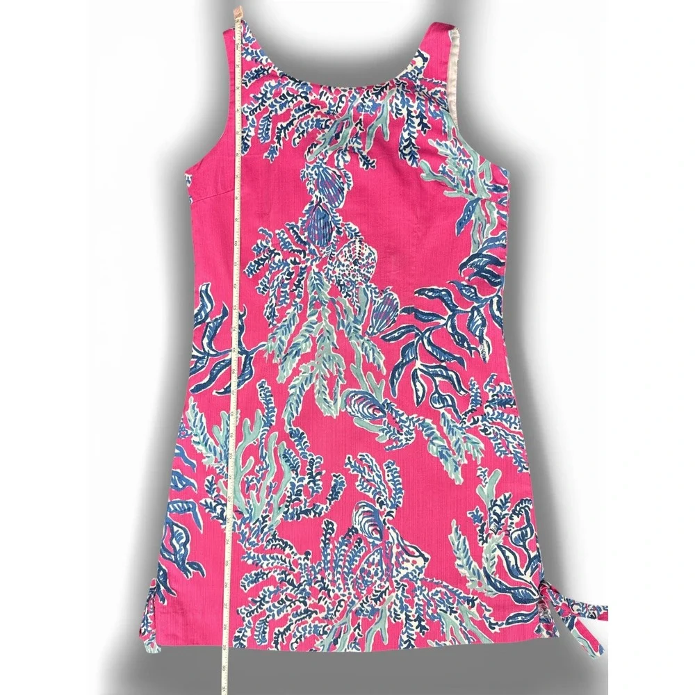 Lilly Pulitzer Girls Pink Coral Reef Print Shift Dress Starfish Zipper‎ Size 14